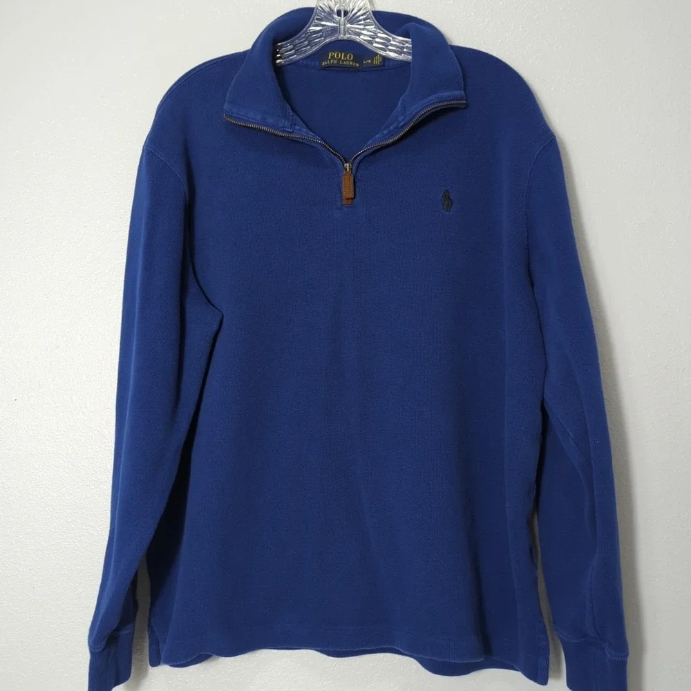Polo Ralph Lauren Sweater Mens Size Large Royal Blue Long Sleeve 100% Cotton 151